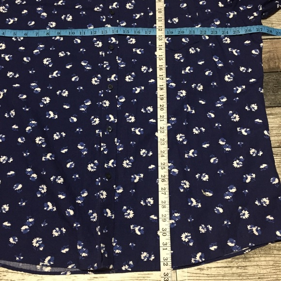 1901 Trim Fit Fairview Wash Floral Button Up Shirt XXL Navy Blue Long Sleeve - Picture 2 of 7